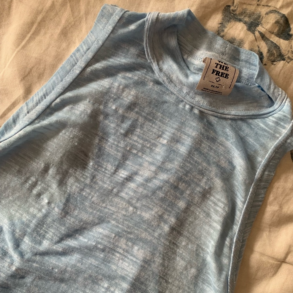 Free People We the Free High Neck Light Blue Tank